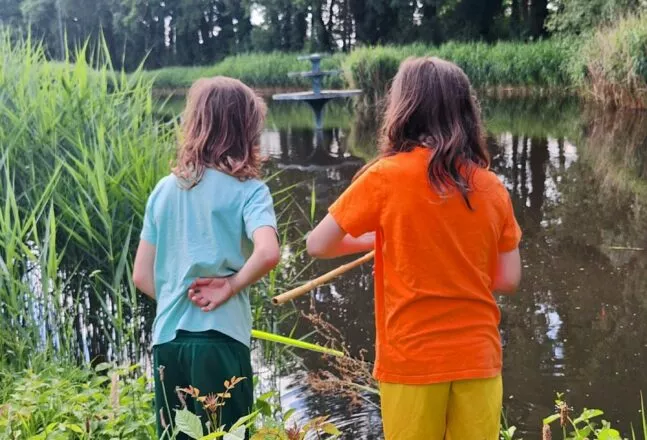 Two kids fishing